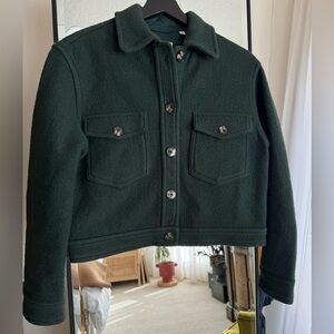 Wilfred Free Autumn Cropped Dark Green Shirt Jacket Merino Wool
